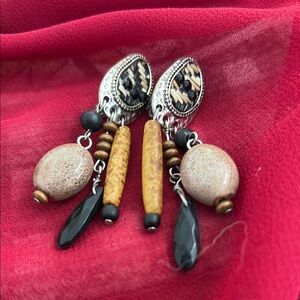 Bohemian Beaded Dangle Clip on Earrings
